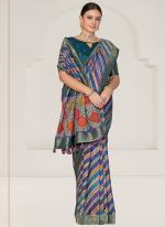 Rangkat Tussar Silk Blue Festival Wear Printed Saree